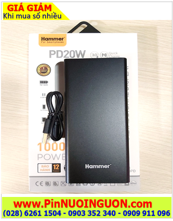HAMMER PD20W, Pin sạc dự phòng HAMMER PD20W (với dung lượng chuẩn 10 000mAh) chính hãng | Bảo hành 01 năm